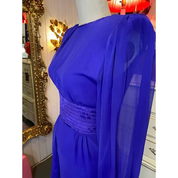 vintage 1980s purple silk dress by wayne clark sheer statement 80s fashion sm 26 - Picture 11 of 11